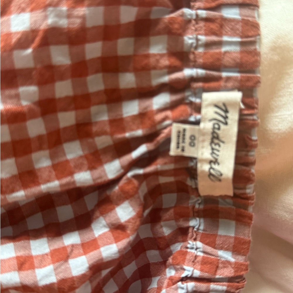 Madewell Rust Gingham Square-Neck Button Blouse - image 8